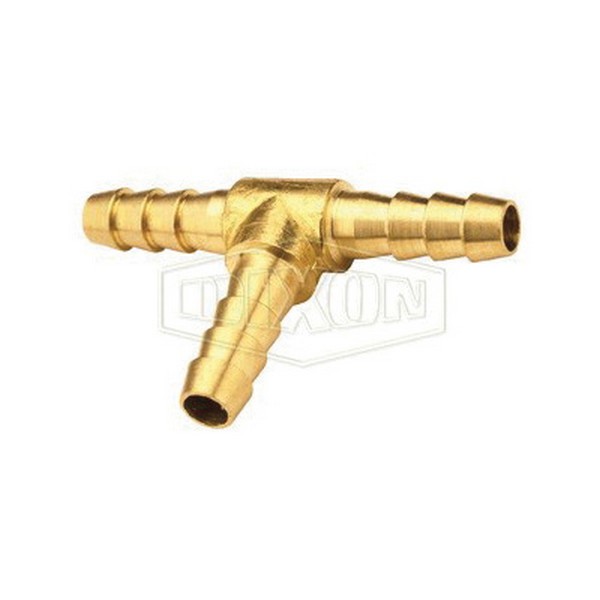 Tee Splicer, Fitting/Connector Type: Coupling, 1/8 Inch Nominal, Hose Barb End Style, 3 Barb, 0.46 Inch Barb Length, Brass, Domestic