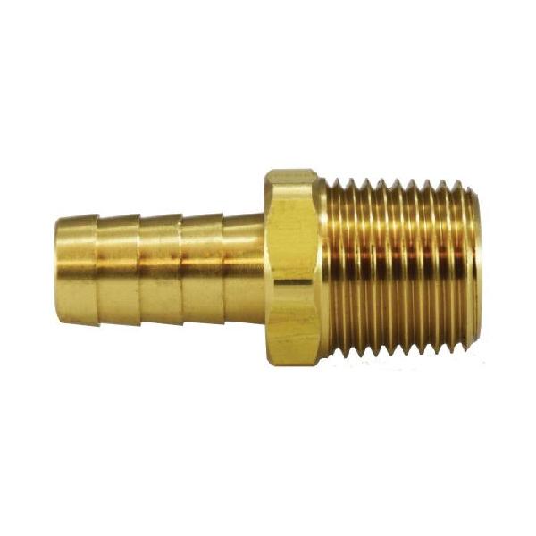 Hose-to-Pipe Adapter, Rigid, Fitting/Connector Type: Adapter, 1/2 Inch Nominal, Barb x MBSPT, Brass, Yellow, Import
