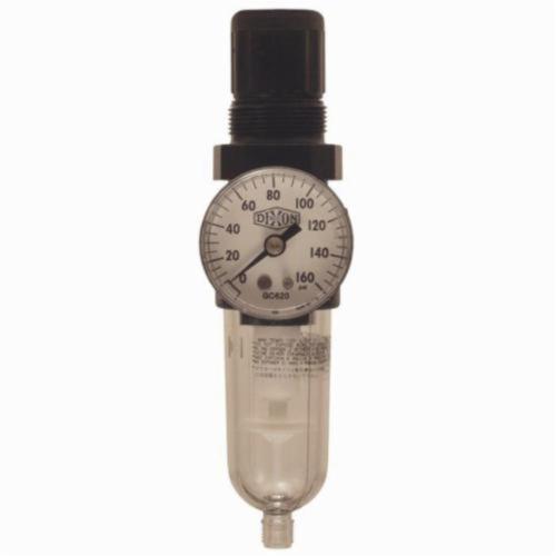 Filter/Regulator, General Purpose Miniature Relieving, Series: Series 1 B07, 1/8 Inch PTF Port, 13 scfm, Polycarbonate Bowl, 5 to 100 psi Adjustment, Zinc