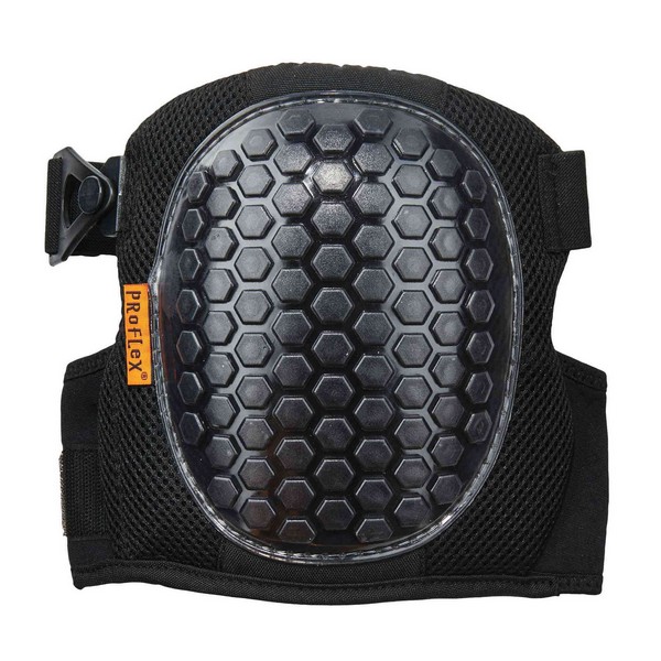 Knee Pads, Hard Cap Gel Lightweight, Series: 377, Universal, EVA Foam Pad, Clip Closure, Elastic/Neoprene Strap, 2 Straps, Black