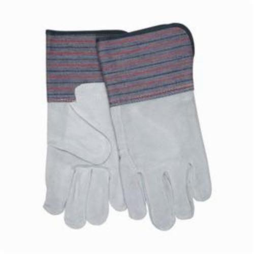 General Purpose Gloves, Leather Palm Glove, L, Cowhide Leather Palm, Cowhide Leather, Gray, Gunn Pattern/Standard Finger/Wing Thumb, Fleece, Gauntlet/Rubberized Cuff, Uncoated, 12.48 in Length