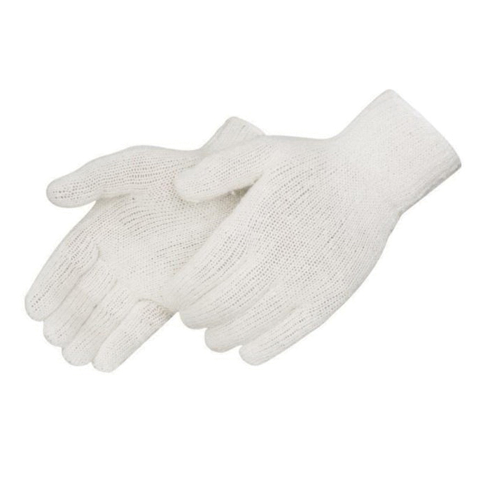 General Purpose Work Gloves, Heavyweight Reversible, Series: P4527, String Knit Glove, L Size, 7 ga 60% Cotton/40% Polyester, Natural White, Seamless Knitted Style, Elastic/Knit Wrist Cuff