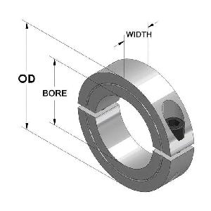 Clamp Collar, 1-11/16 Inch Inside Diameter, 2-3/4 Inch Outside Diameter, 11/16 Inch Width, Two-Piece, Steel