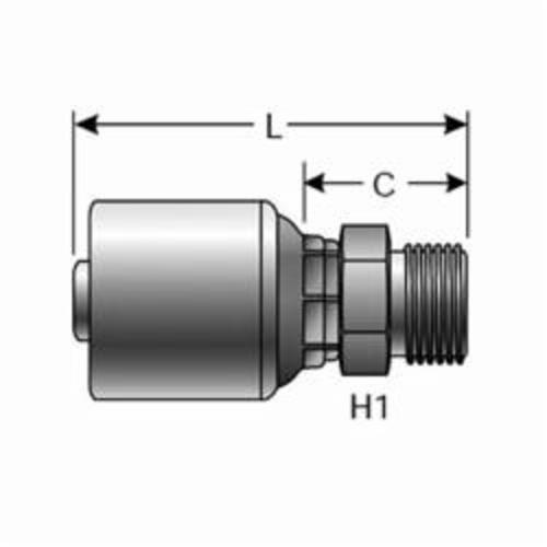 Hydraulic Coupling, Straight, Series: G25, 1/2 in x 3/8-19 Nominal, Hose x Male BSPP, 22 mm Stem Hex, 2.3 in Length, Steel, Domestic