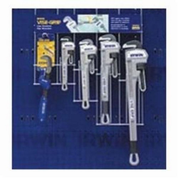 Pipe Wrench Merchandiser, 6 Piece, For Use With: Pipe Wrench Merchandiser, Merchandiser Tool Storage Type, Yes Tool Storage Included, Cast Aluminum, Silver, 23-1/2 in L x 20 in W x 8 in H