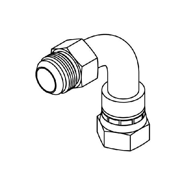 Bent Tube Elbow, High Pressure, Series: 6701, 1-7/8-12 Nominal, 37° Male JIC x 37 °Female JIC Swivel End Style, 90° Angle, Steel, Trivalent Chromate Plated, Silver