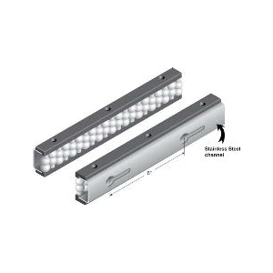 Channel Bead Rail, Series: BR-1.5, 0.62 Inch Diameter Roller, 3/16 Inch Pin, Stainless Steel, 10 ft Length