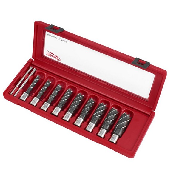 Annular Cutter Kit, 9-Piece, 2 in Cutting Depth, 9 Piece, Specifications: 3/4 in Dia Weldon Shank, For Use With: Magnetic Drill Press, HSS, Black
