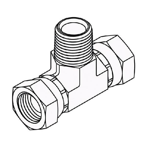 Branch Tee, Series: 1601, 1/4-18 x 3/8-18 x 3/8-18 Nominal, MNPT x Female Pipe Swivel x Female Pipe Swivel End Style, Steel, Trivalent Chromate Plated, Silver