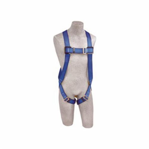 Polyester Strap Harnesses, Series: First™, Universal Size, 310 lb Load, 6000 lb Tensile Strength, Pass-Thru Leg Strap Buckle, Polyester Strap, Vest Style, Steel Hardware, Blue, Zinc Plated