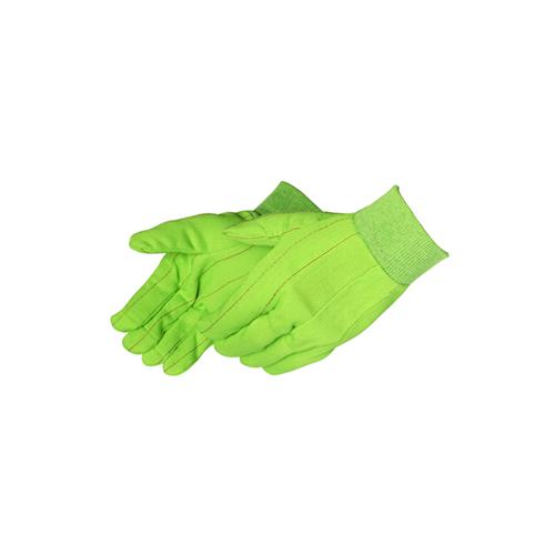 General Purpose Work Glove, Cotton/Polyester, Hi-Viz Green, Straight Thumb Style, Knit Wrist Cuff