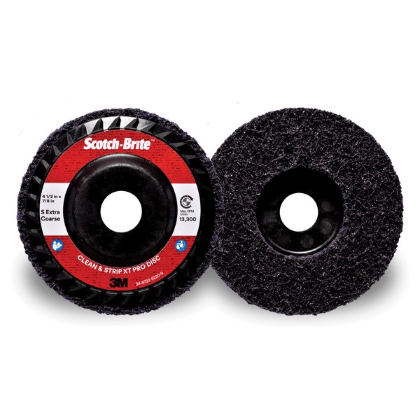 Non-Woven Abrasive XT Pro Disc, Clean and Strip, 4-1/2 Inch Diameter Disc, Type 27 Attachment, Extra Coarse Grade, Silicon Carbide Abrasive, Fiber Backing, 13300 RPM Maximum