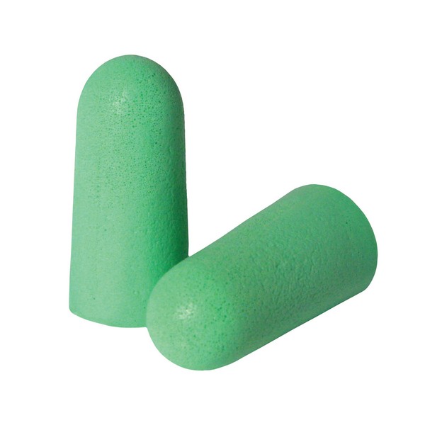 Ear Plug, Uncorded Design, 33 dB Noise Reduction, Tapered Bullet Shape, Regular Size, Light Green Plug, Polyurethane Foam Plug, Specifications Met: ANSI S3.19-1974, Disposable/Reusable: Disposable