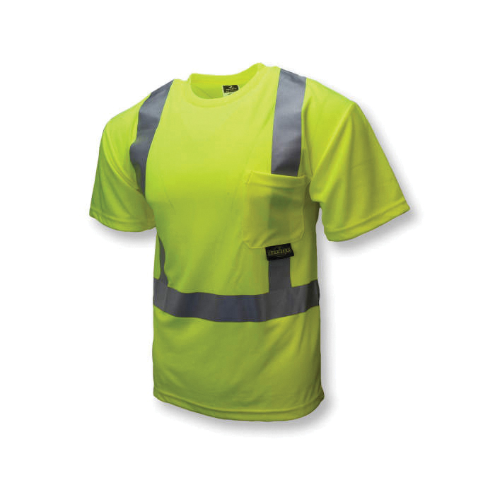 Safety T-Shirt, High Visibility Short Sleeve, Series: ST11, Women's Gender, 2XL Size, Hi-Viz Green/Silver, Polyester Birdseye, 130 GSM Fabric Weight, 1 Pocket