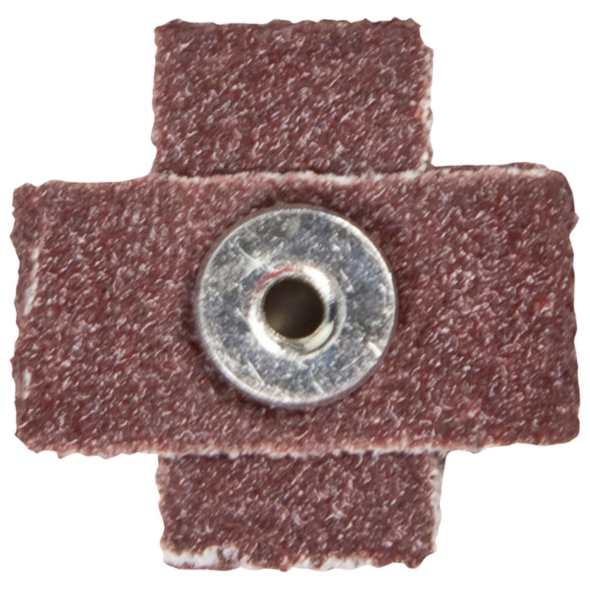 Pads, Cross, Series: Merit, 1 in Pad Width, 1 in Pad Length, 3/8 in Pad Thickness, 3-48 Eyelet Thread, P60 Grit, Coarse Grade, Aluminum Oxide Abrasive, Cotton Backing, X-Weight Backing Weight, 8 Ply