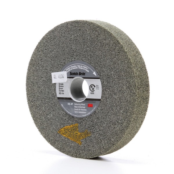 Convolute Wheel, Series: EXL-XP, Center Hole Attachment, Silicon Carbide Abrasive, 6 Inch Wheel Diameter, 1 Inch Center Hole, 1 Inch Face Width, Fine Grade, 6000 RPM Maximum, Hard Density Grade, 9 Density Number, Gray