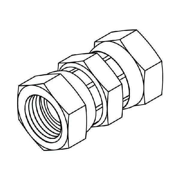 Pipe Union, Dual Straight, Series: 1406, 1-11-1/2 Nominal, Female Pipe Swivel End Style, Steel, Trivalent Chromate Plated, Silver