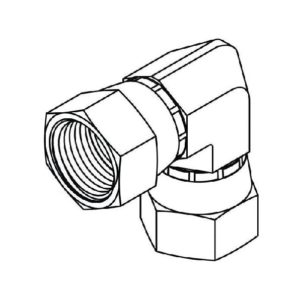 Hydraulic Union 90° Elbow, 3/4-16 Inch Female JIC Swivel, 3/4-16 Inch Female JIC Swivel, Steel