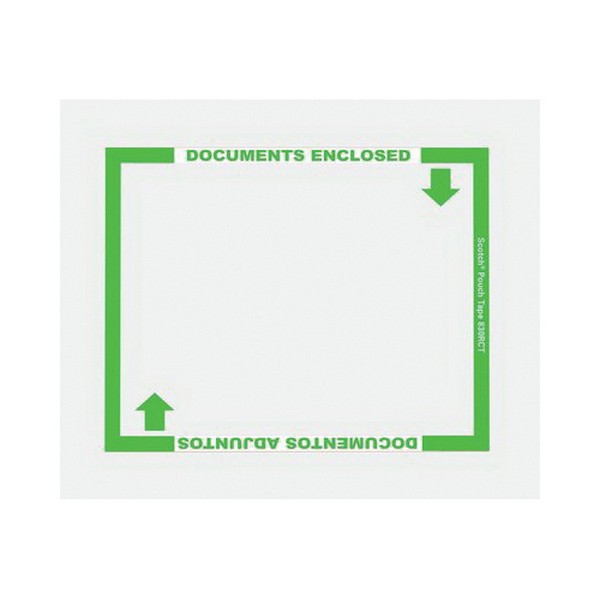 Pouch Tape Sheet, 12 Inch Length, 11 Inch Width, Legend: DOCUMENTS ENCLOSED/DOCUMENTOS ADJUNTOS, Clear