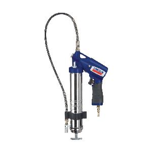 Grease Gun, Heavy Duty, 14.5 oz Cartridge, 16 oz Bulk Capacity, 6000 PSI Operating, 1/8 in Outlet, NPT Thread Outlet, 1/4 in Air Inlet, 30 in Hose Length, 1 ft 5 in Tool Length, Welded Steel Tube