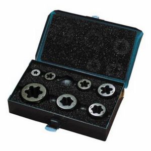 Die Set, Hexagonal Standard, Series: 377, Measurement System: Metric, 7 Piece, M6x1 to M20x2.5, Carbon Steel, Bright