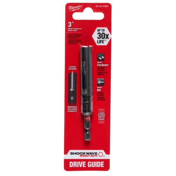 Drive Guide, Impact Duty Magnetic, 1/4 in Drive, Hex Drive, 3 in Overall Length, 1.86 in Diameter, Guide Sleeve with C-Ring Locking, Proprietary Steel