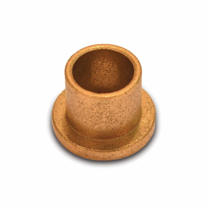 Plain Sleeve Bearing, Flanged, 1/4 in Bore, 3/8 in OD, 1/2 in Width, 1/2 in Diameter Flange, 3/64 in Flange Width, 10 to 220°F, 2000 psi Maximum, 1200 fpm Maximum Velocity, 50000 Maximum PV, Oil Impregnated Sintered Bronze Bearing