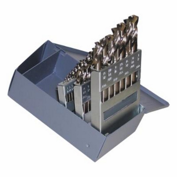 Screw Machine Length Drill Set, Heavy Duty, Series: 559, Imperial System of Measurement, 1/16 in Minimum Drill Bit Size, 1/2 in Maximum Drill Bit Size, 135 deg Drill Point Angle, 29 Piece, Specifications: Right Hand Cut, Spiral Flute, Split Point, St