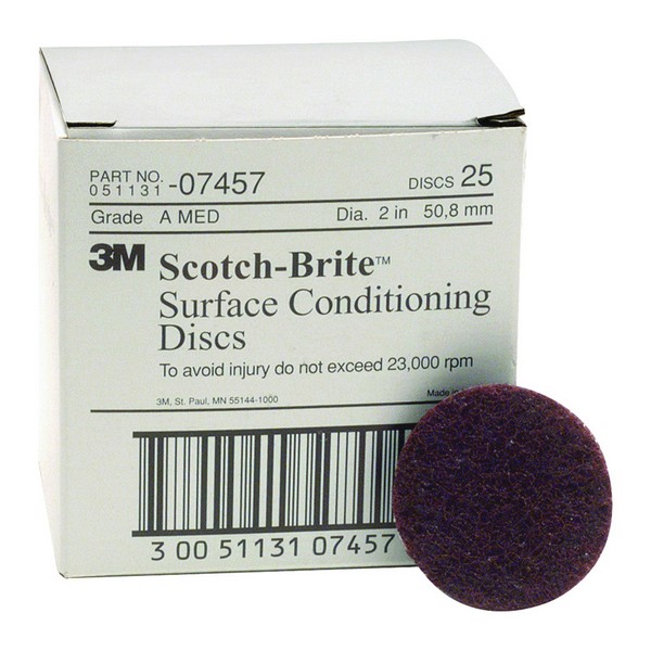 Hook and Loop Disc, Surface Conditioning, 2 Inch Diameter Disc, Medium Grade, Aluminum Oxide Abrasive