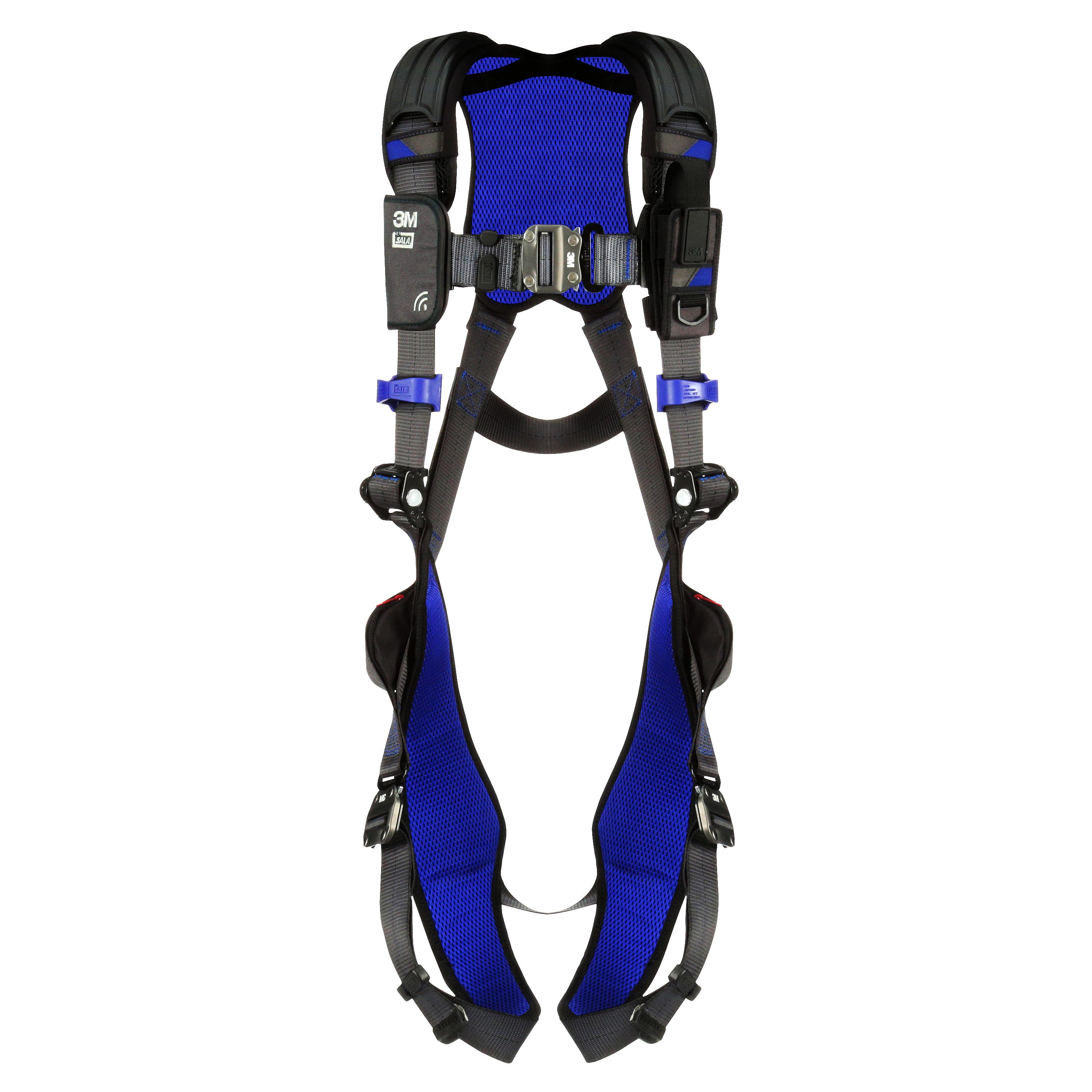 Safety Harness, Comfort, Series: ExoFit™, S Size, 420 lb Load, Quick-Connect Leg Strap Buckle, Polyester Strap, Aluminum Hardware, Gray, Zinc Plated