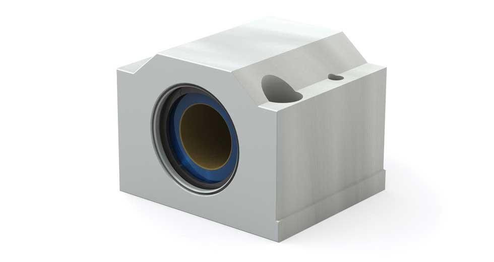 Pillow Block, Compensated Closed, Series: PM, 40 mm Bore, 45 mm Base to Bore Centerline, 91 mm Overall Length, 108 mm Overall Width, 91 mm Overall Height, Double Seal, 14814 lb Load, -400 to 400 °F, Aluminum