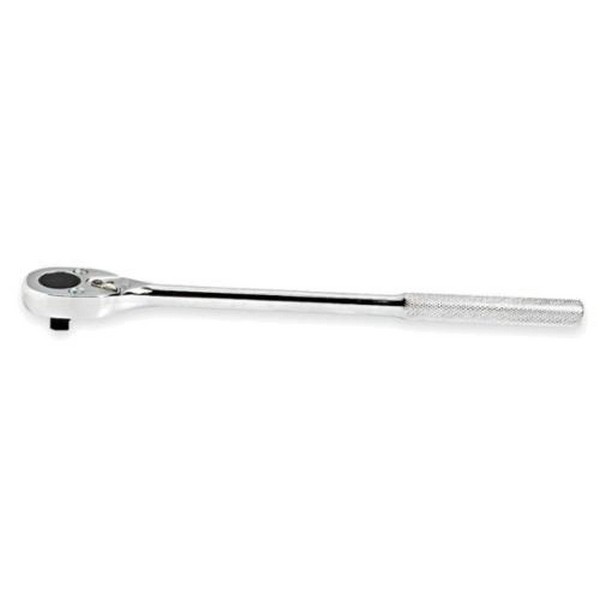 Hand Ratchet, Uninsulated, Measurement System: Imperial, 3/8 in Drive, 11 in Overall Length, Premium Pear Head Shape, 8˚ Minimum Arc Swing, 45 Geared Teeth, Ergonomic/Knurled Slip Resistant Grip/Long Handle, Yes Quick Release Head, Specifications Met
