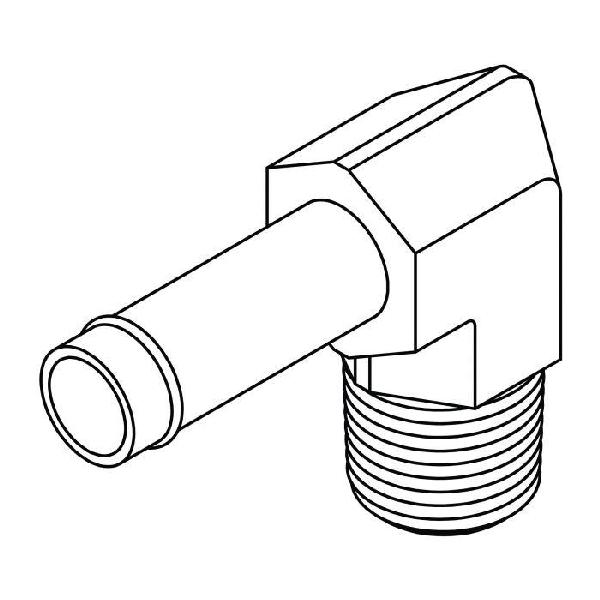 Elbow, Series: 4501, 5/8 in x 3/8-18 Nominal, Beaded Stem x MNPT End Style, 90 deg Angle, Steel, Trivalent Chromate Plated, Silver