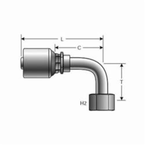 Hydraulic Coupling, Bent Tube, Series: G25, 1/4 in x 7/16-20 Nominal, Hose x Female SAE Flare Swivel, 90°, 9/16 in Nut Hex, 2.05 in Length, Steel, Domestic
