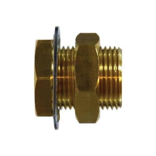 Anchor Coupling, Bulkhead, Fitting/Connector Type: Coupling, 3/8-18 Nominal, FNPT, 1-5/16 Inch Length, Brass, Import
