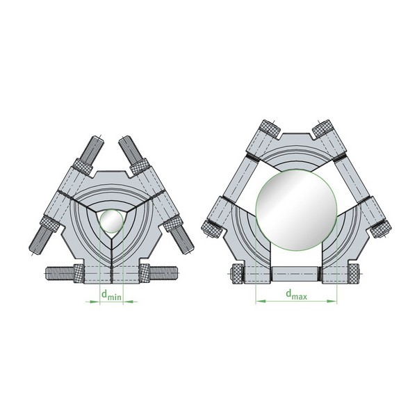 Extraction Plate, 3-Section, 26 to 100 mm Dia x 28 mm D Dimensions
