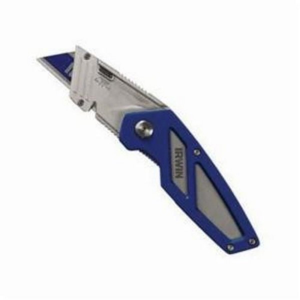 Folding Utility Knife, Series: FK100, Fixed Blade, Bi-Metal Blade, Push Button Blade Change Method, 1 Blade Included, Straight, Aluminum Handle, 1 Point, 6-1/8 in Overall Length, 1-1/8 in Overall Width