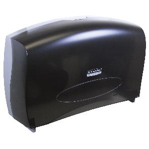 Bathroom Tissue Dispenser, Cored Combo Unit, Series: JRT, 13.12 in Overall Length, 20.43 in Overall Width, 5.8 in Overall Height, Wall Mounting, Plastic, Black Finish/Color, Domestic