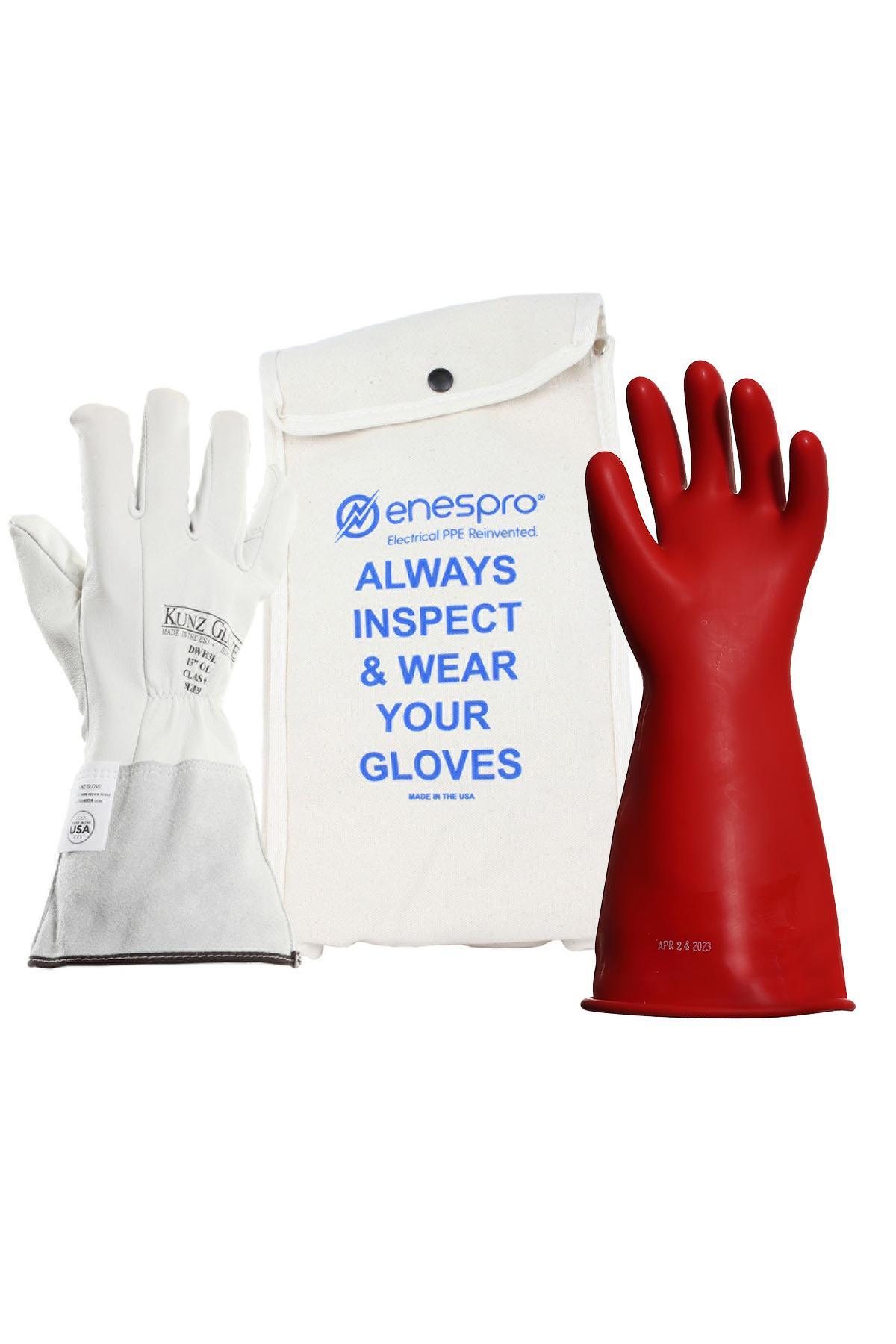Voltage Glove Kit, Class 0, Series: KITGC0, Specifications: SZ 11, Rubber, Red
