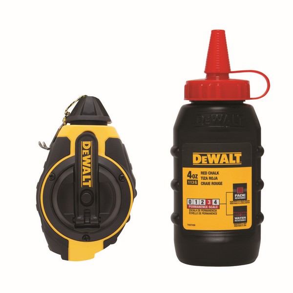 Chalk Line Reel, 100 ft Line Length, Polyester Line, Red Line, 4 oz Chalk, Folding Crank Handle, Quick Retraction, Sliding Door, 3:1 Gear Ratio, ABS Case, Red Case, 7 in L x 2-1/2 in W Dimensions