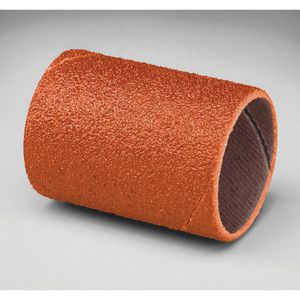 Closed Coat Spiral Band, 1 in Band Diameter, 1-1/2 in Band Length, 50 Grit, Coarse Grade, Ceramic Abrasive, Cotton Backing, 10000 RPM Maximum, Applicable Materials: Stainless Steel, X-Weight Backing Weight, Orange