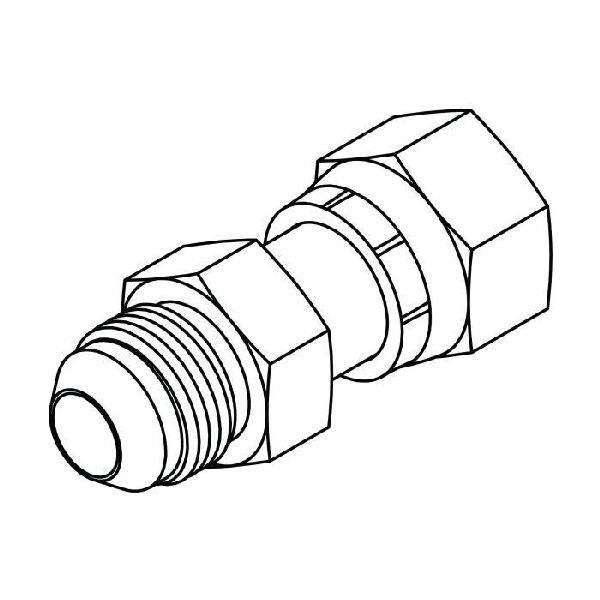 Adapter, Straight, Series: FF6504, 7/16-20 x 9/16-18 Nominal, 37 deg Male JIC x Female O-Ring Face Seal Swivel End Style, Steel, Trivalent Chromate Plated, Silver