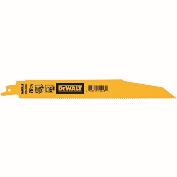 Reciprocating Saw Blade, Demolition, 9 in Length, 1 in Width, 10 TPI, Bi-Metal Body, Applicable Materials: Metal