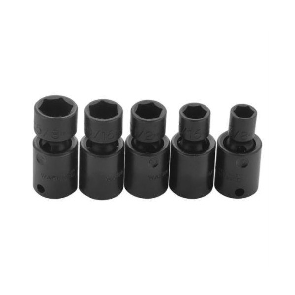 Socket Set, Universal, Yes Impact Rated, Measurement System: Imperial, 5 Piece, 6 Points, 3/8 to 5/8 in Included Socket Size, 3/8 in Drive, ASME B107.2 Specifications Met, Alloy Steel, Black Oxide