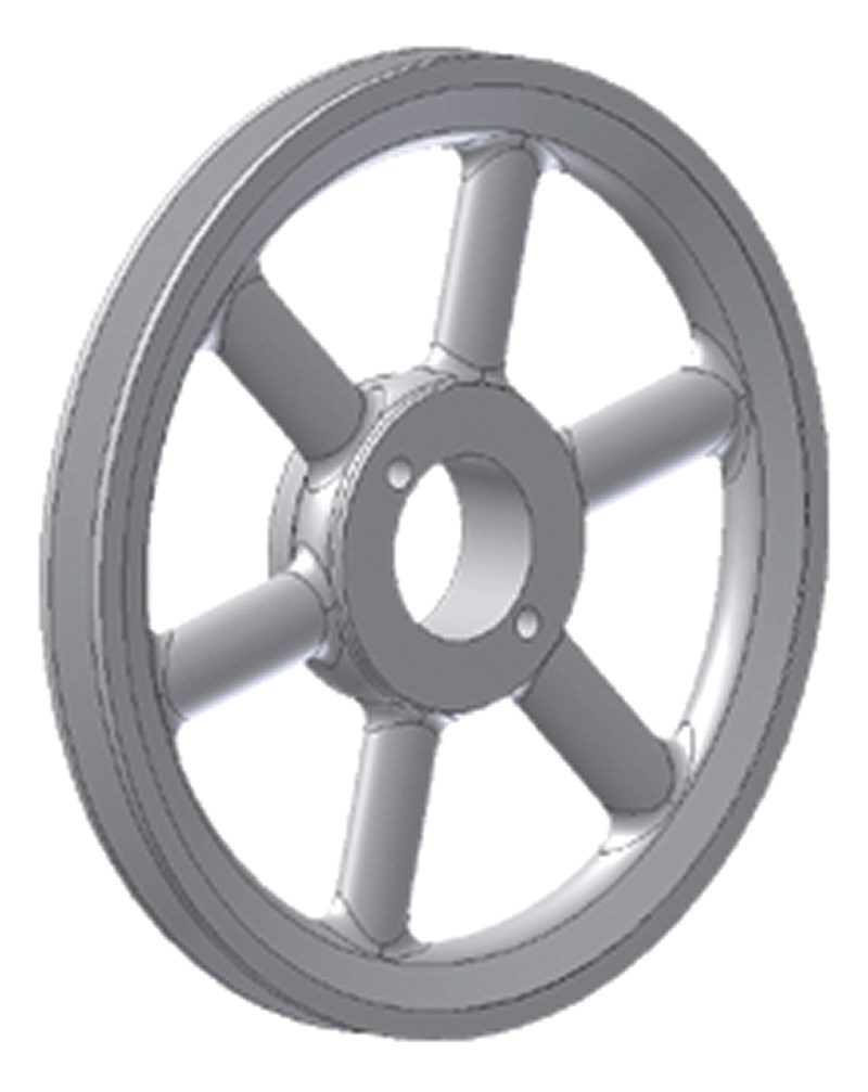 Bushed Sheave, Light Duty Type 4W, QD® Bore, 1/2 to 1-1/2 in Bore, 4.45 in OD, 4.45 in Pitch Diameter, 2 Grooves, 1-3/8 in Face Width, 2MAL Bushing, 1-7/16 in Overall Length, For Use With: A-Cross Section V-Belts, Cast Iron, Gray
