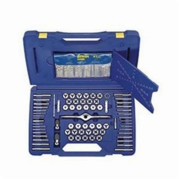 Tap and Die Set, Self-Alignment Fractional Machine, 116 Piece, High Carbon Steel Tap, High Carbon Steel Die, Adjustable Die: Yes