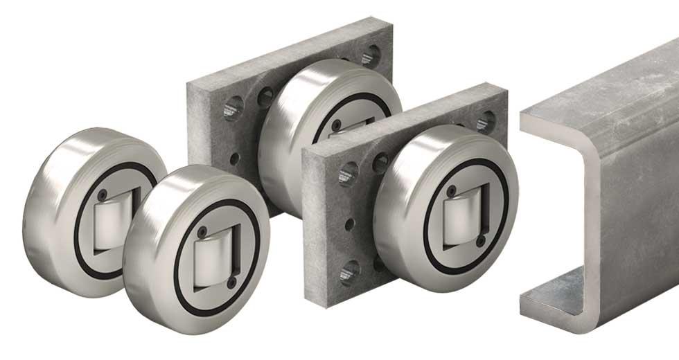 Axial Bearing, Series: HVB, For Use With: Rail HVR, HVRI, Specifications: 60 kN Dynamic/72 kN static (Radial), 23 kN Dynamic/40 kN static (Axial) Maximum Bearing Loads, 1.62 kg Weight