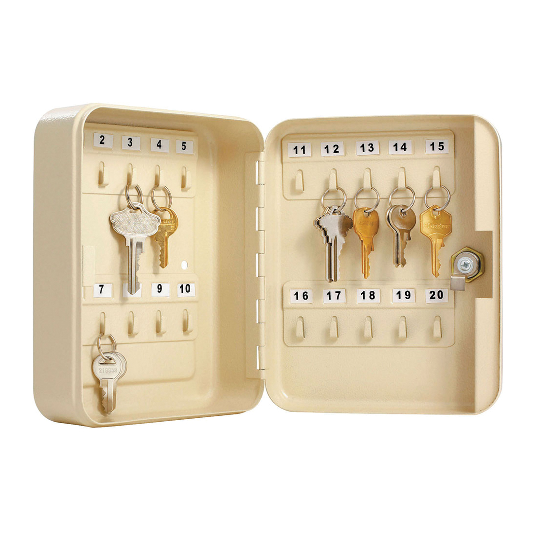 Locking Key Cabinet, Keyed Different, 20 Key, 7-3/4 in Overall Height, 3 in Overall Depth, 6-1/4 in Overall Width, Steel