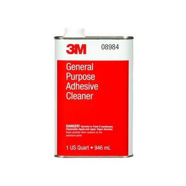 Adhesive Cleaner, General Purpose, 1 qt Container, Liquid Form, Clear, Sharp Aromatic Solvent Odor/Scent