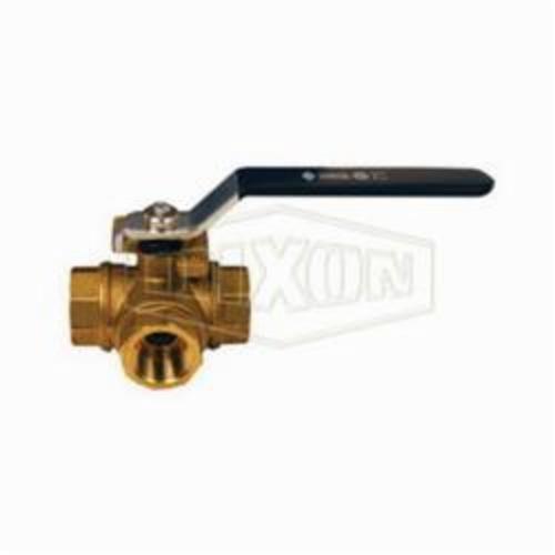 Diverter Ball Valve, 3-Way, 2 Inch Nominal, FNPT End Style, 400 psi Pressure, 366 °F, Standard Port, Chrome Plated Brass Ball, 5.73 Inch Inlet to Outlet Length, 4.43 Inch Top to Inlet Center, Brass Body, PTFE Seat Trim, PTFE Softgoods